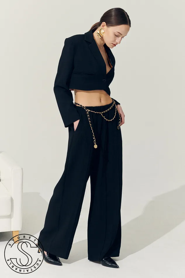 Storets Reborn Daisy Frayed Trim Wide Pants Women Trousers