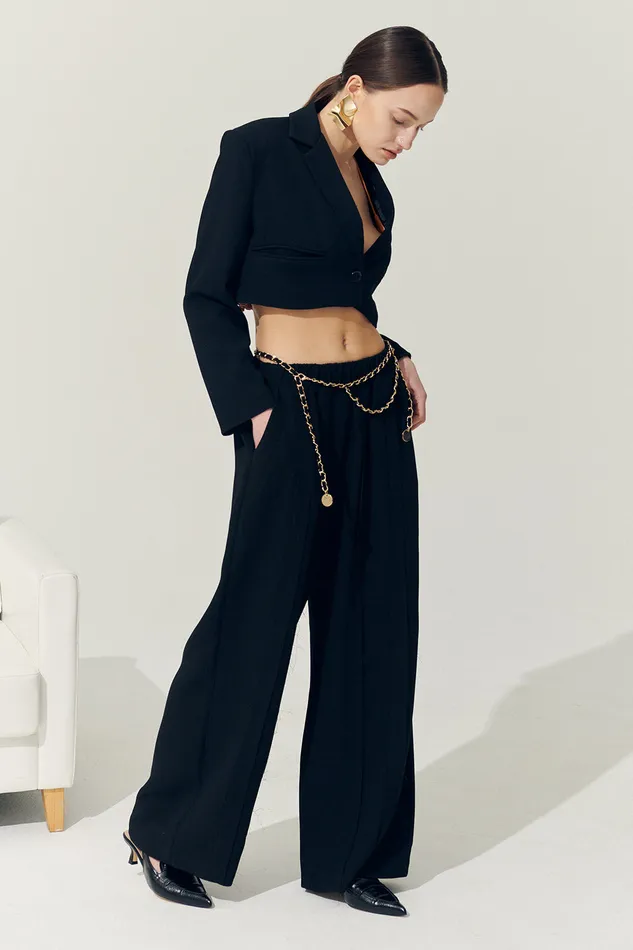 Storets Reborn Daisy Frayed Trim Wide Pants Women Trousers