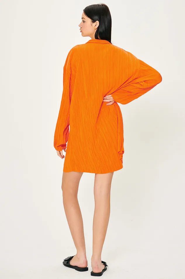 Storets Sandra Plisse Shirt Dress Women Mini Dresses