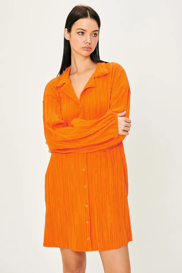 Storets Sandra Plisse Shirt Dress Women Mini Dresses