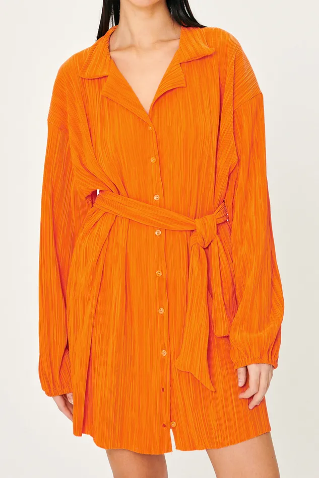 Storets Sandra Plisse Shirt Dress Women Mini Dresses