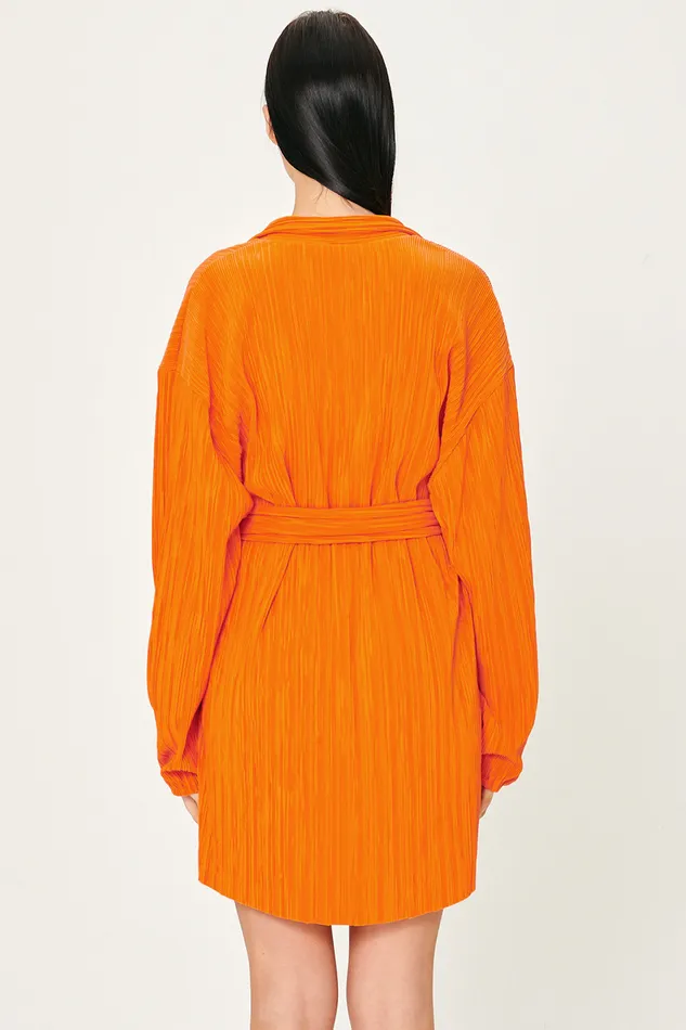 Storets Sandra Plisse Shirt Dress Women Mini Dresses