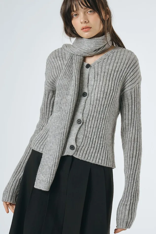 Storets Selin Chunky Cardi WScarf Women Sweaters and Knitwears Storets Selin Chunky Cardi WScarf Women Sweaters and Knitwears