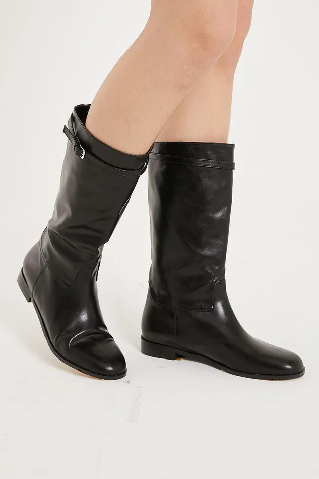 Storets Sharon Pleather Middle Boots Women Shoes