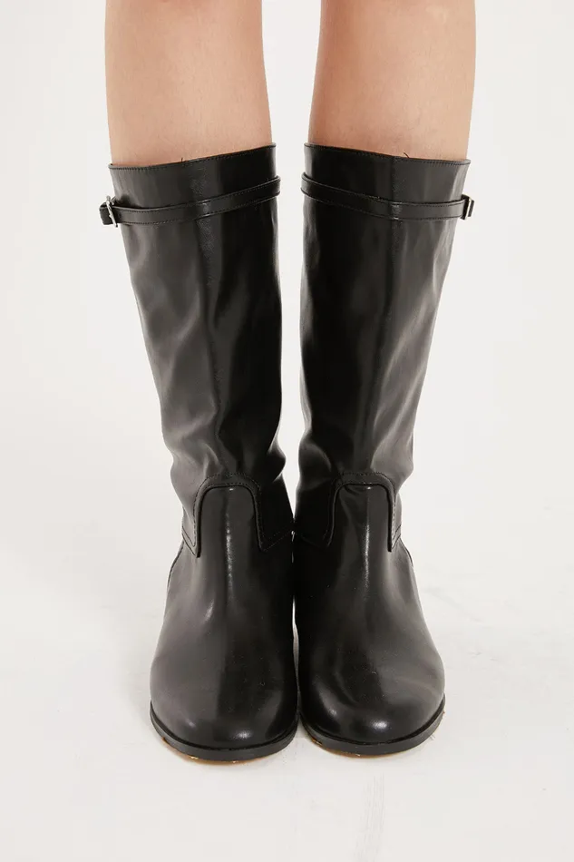 Storets Sharon Pleather Middle Boots Women Shoes