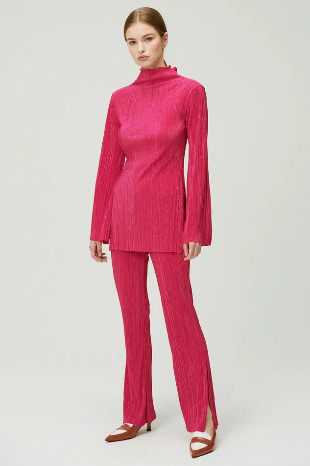 Storets Sia Plisse Tunic Top And Pants Set Women Tops