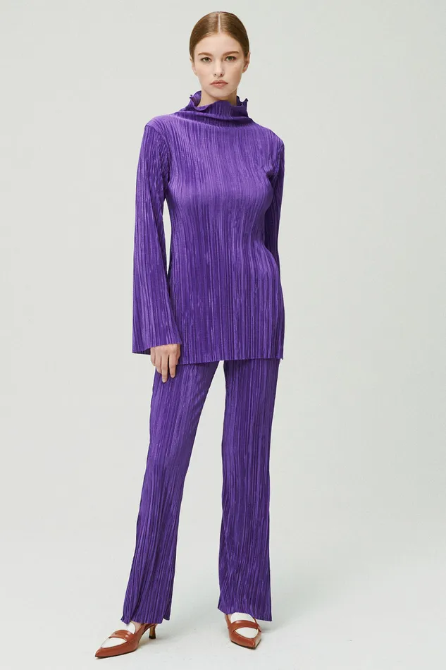 Storets Sia Plisse Tunic Top And Pants Set Women Tops