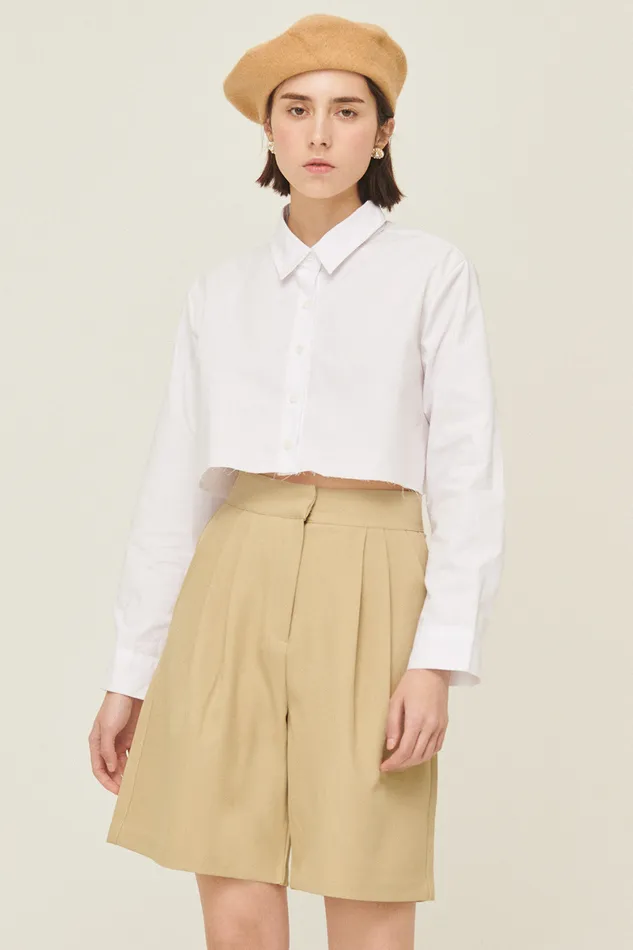Storets Suzan Frayed Hem Shirt Women Crop Tops