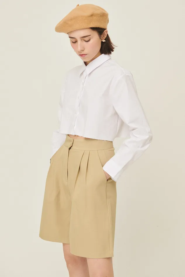 Storets Suzan Frayed Hem Shirt Women Crop Tops