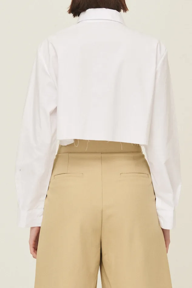 Storets Suzan Frayed Hem Shirt Women Crop Tops
