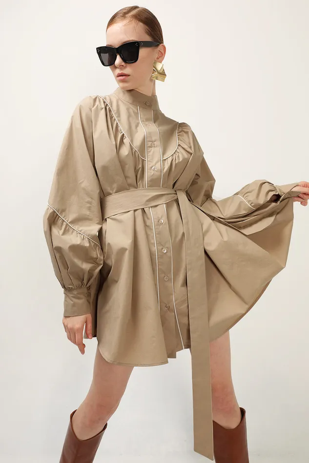 Storets Tori Piping Detail Shirt Dress Women Shirt Dresses