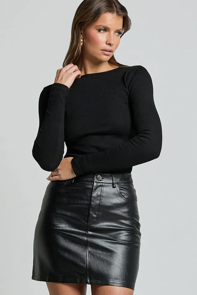 Stormi Mini Skirt 8211 High Waist Faux Leather Mini Skirt In Black Women Showpo Skirts