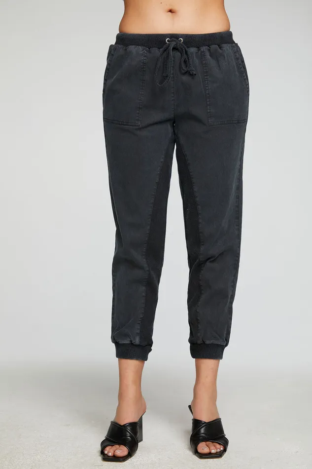 Stretch Twill Terry Panel Pant with Rib Bottoms Chaser Brand Womens