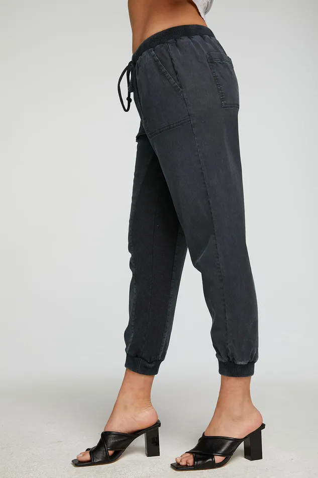 Stretch Twill Terry Panel Pant with Rib Bottoms Chaser Brand Womens