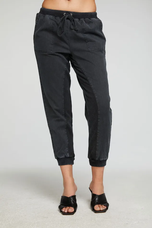 Stretch Twill Terry Panel Pant with Rib Bottoms Chaser Brand Womens