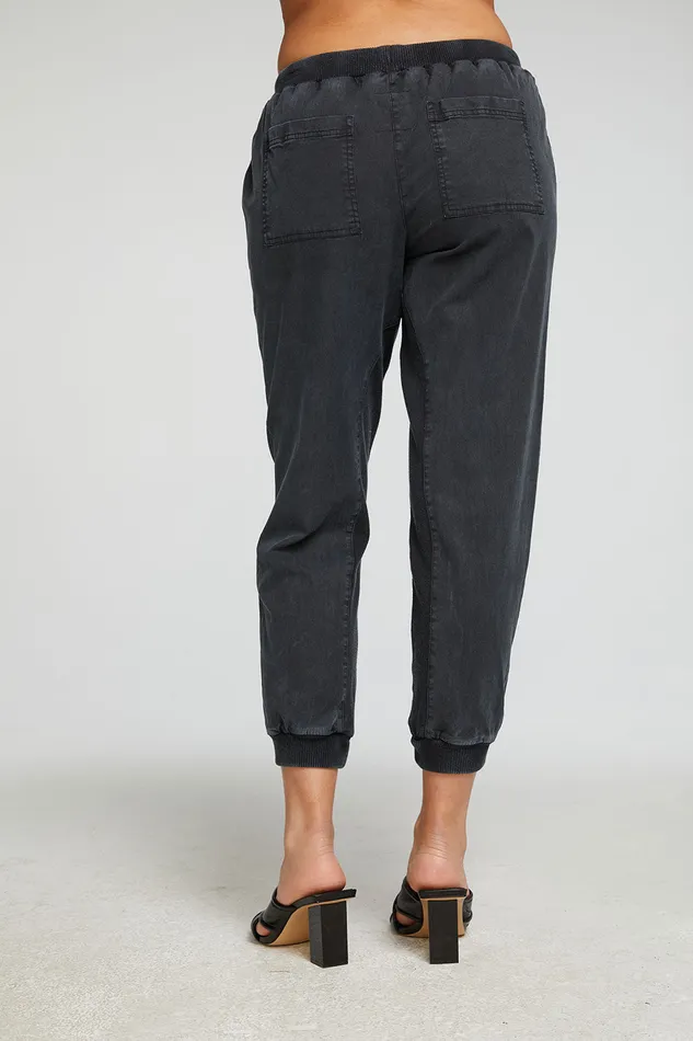 Stretch Twill Terry Panel Pant with Rib Bottoms Chaser Brand Womens