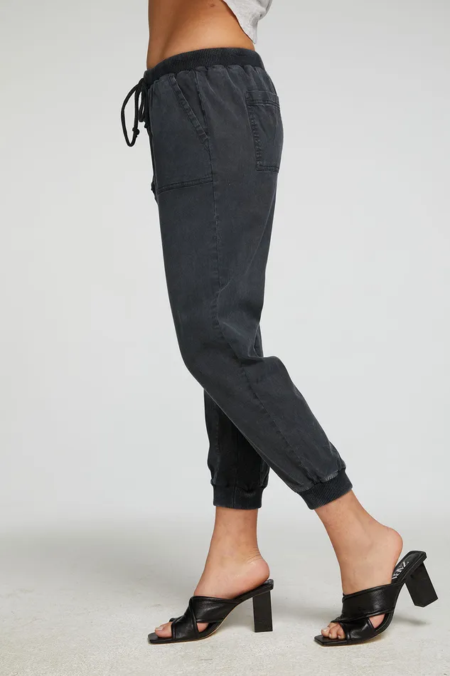 Stretch Twill Terry Panel Pant with Rib Bottoms Chaser Brand Womens