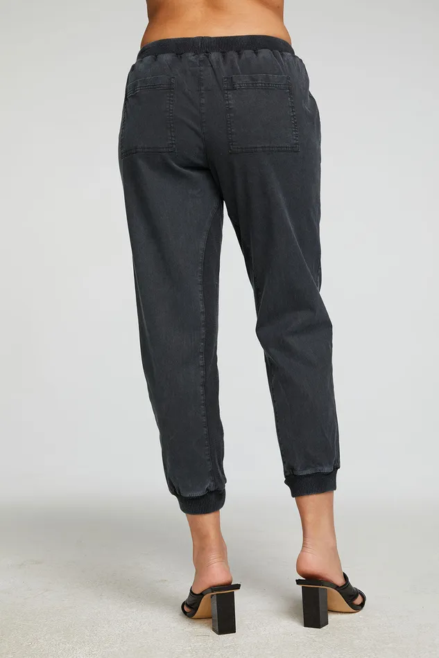 Stretch Twill Terry Panel Pant with Rib Bottoms Chaser Brand Womens