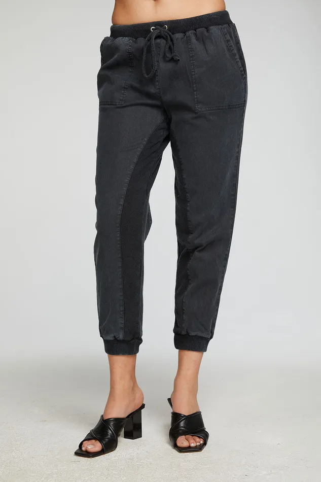Stretch Twill Terry Panel Pant with Rib Bottoms Chaser Brand Womens