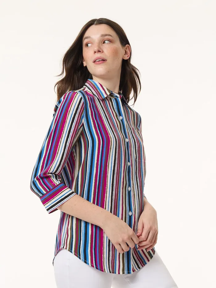 Striped Button Front Shirt Crepe De Chine Women Jones New York Tops and Blouses Striped Button Front Shirt Crepe De Chine Women Jones New York Tops and Blouses