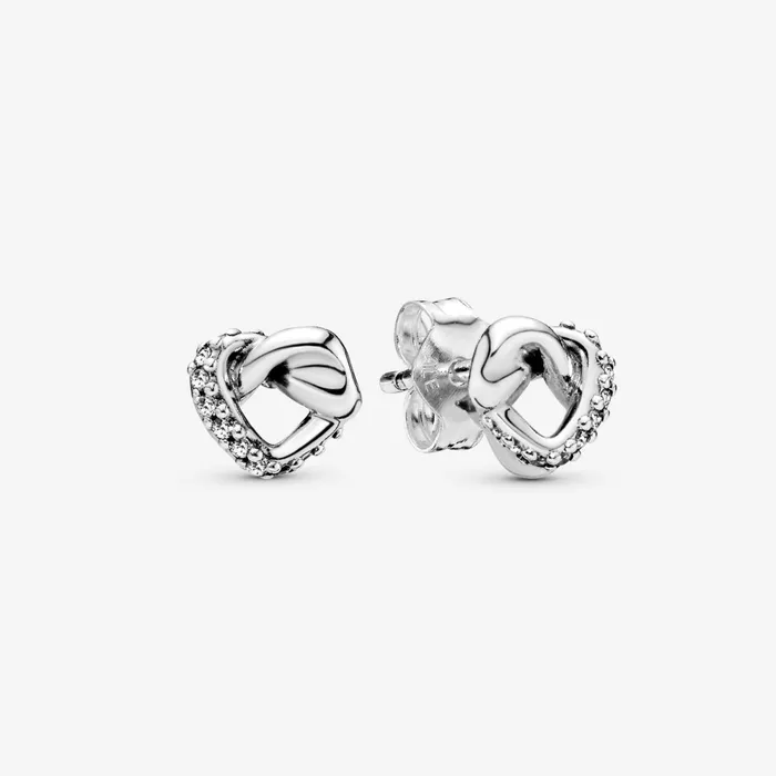 Stud Earrings Women Pandora Knotted Heart Stud Earrings