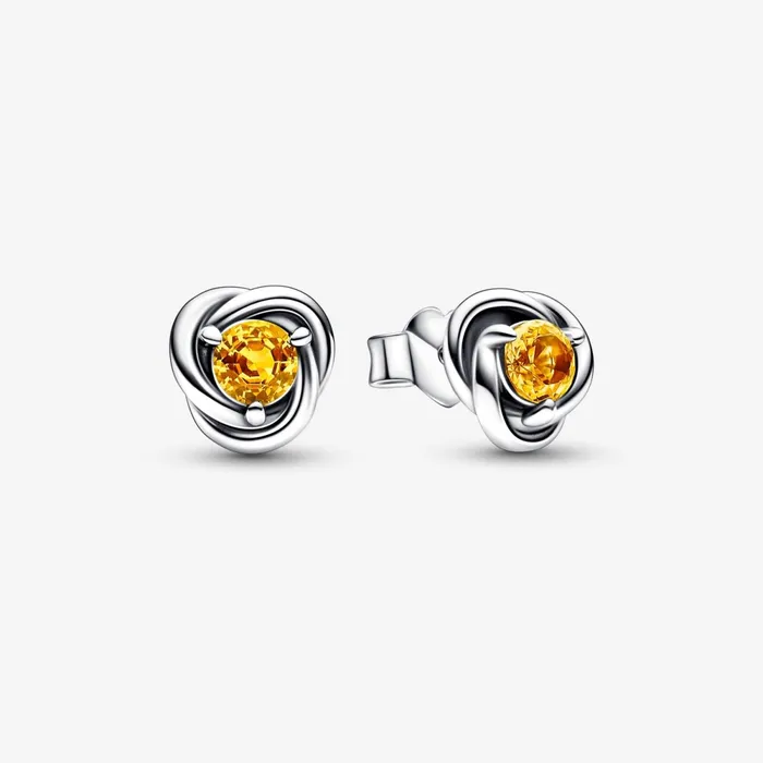 Stud Earrings Women Pandora November Birthstone Eternity Circle Stud Earrings Yellow