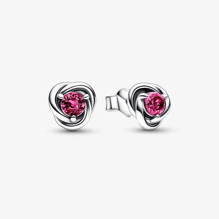 Stud Earrings Women Pandora October Birthstone Eternity Circle Stud Earrings Pink