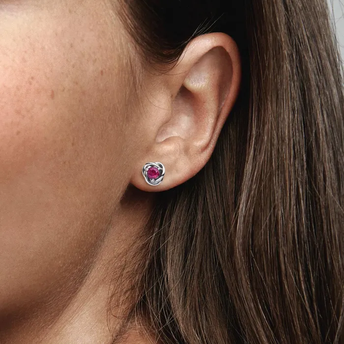 Stud Earrings Women Pandora October Birthstone Eternity Circle Stud Earrings Pink