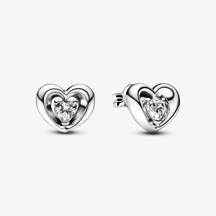 Stud Earrings Women Pandora Radiant Heart and Floating Stone Stud Earrings
