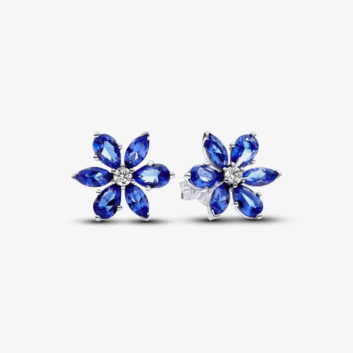 Stud Earrings Women Pandora Sparkling Blue Herbarium Cluster Stud Earrings