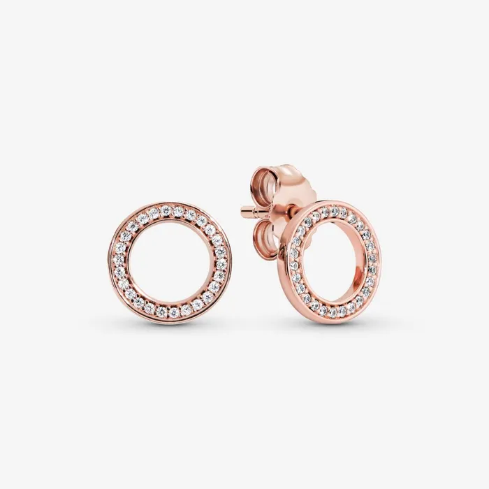 Stud Earrings Women Pandora Sparkling Circle Stud Earrings Rose Gold Plated