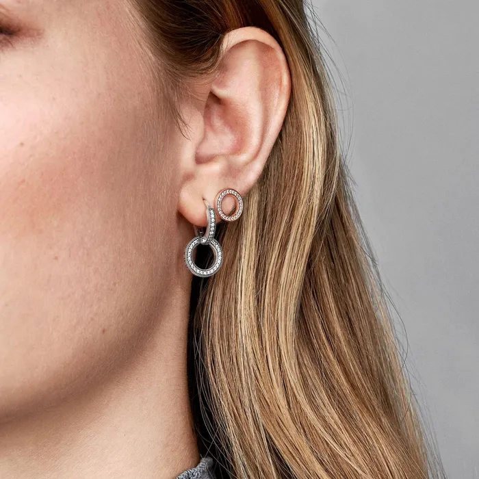 Stud Earrings Women Pandora Sparkling Circle Stud Earrings Rose Gold Plated