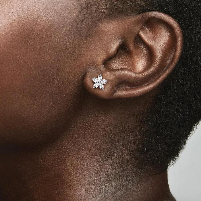 Stud Earrings Women Pandora Sparkling Flower Stud Earrings
