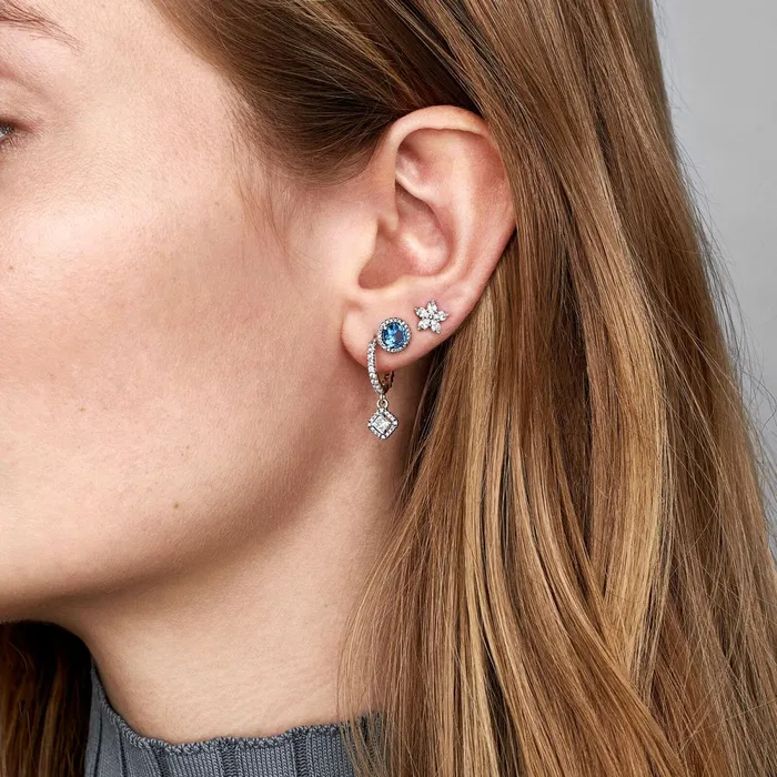 Stud Earrings Women Pandora Sparkling Flower Stud Earrings