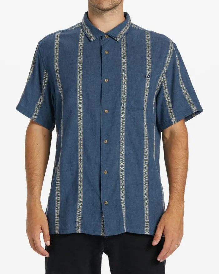 Sundays Jacquard Short Sleeve Shirt Navy Men Billabong Shirts