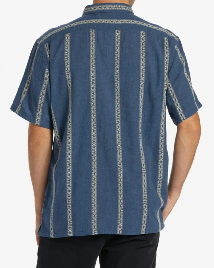 Sundays Jacquard Short Sleeve Shirt Navy Men Billabong Shirts
