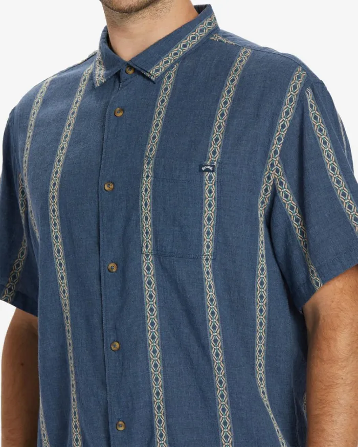 Sundays Jacquard Short Sleeve Shirt Navy Men Billabong Shirts
