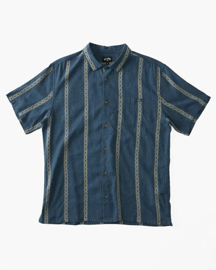 Sundays Jacquard Short Sleeve Shirt Navy Men Billabong Shirts