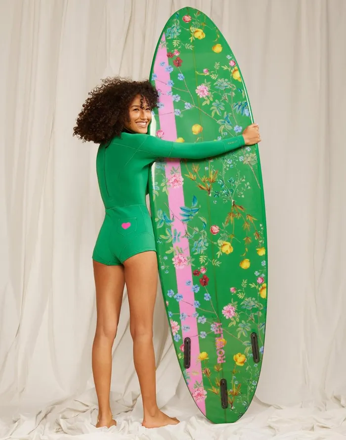 Surf and Swim Women Cynthia Rowley Custom 7039 Surfboard 8211 Green Garden Floral
