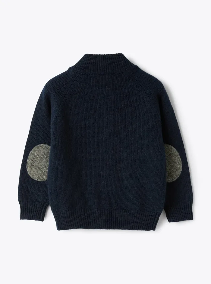 Sweaters And Cardigans Boy 216Baby 036 Il Gufo Full Zip Closure Wool Cardigan