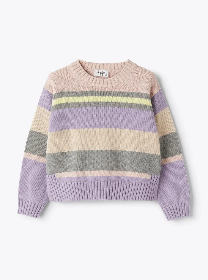 Sweaters And Cardigans Girl 216 Il Gufo Organic Cotton Striped Sweater