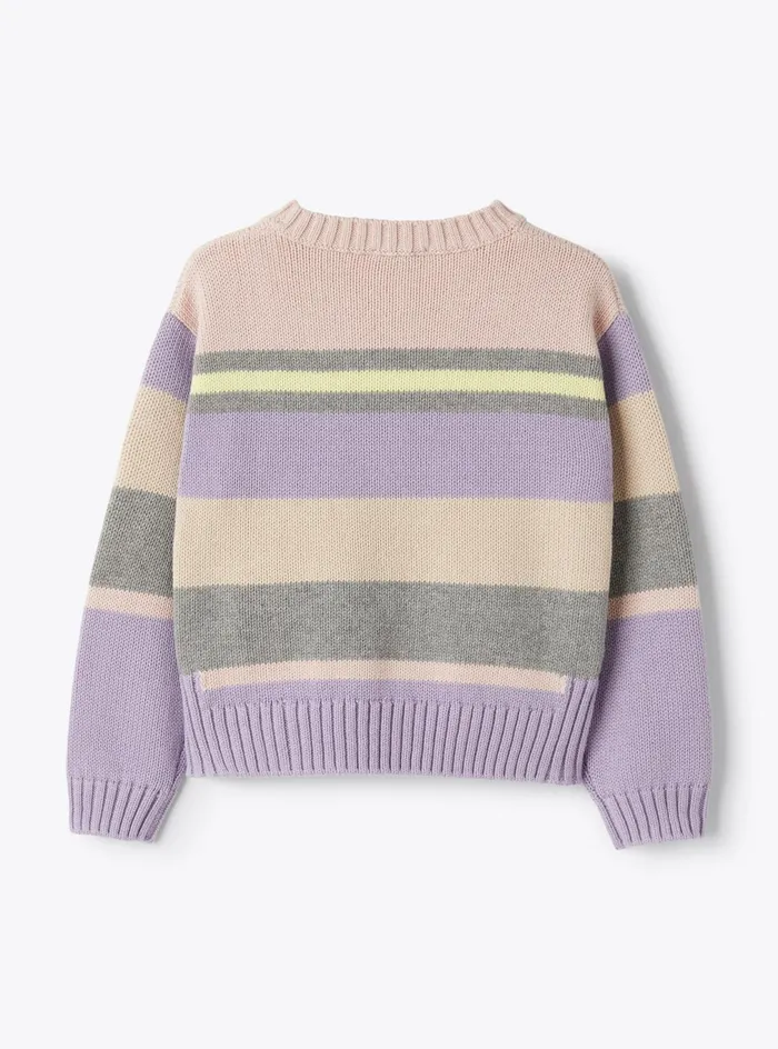 Sweaters And Cardigans Girl 216 Il Gufo Organic Cotton Striped Sweater
