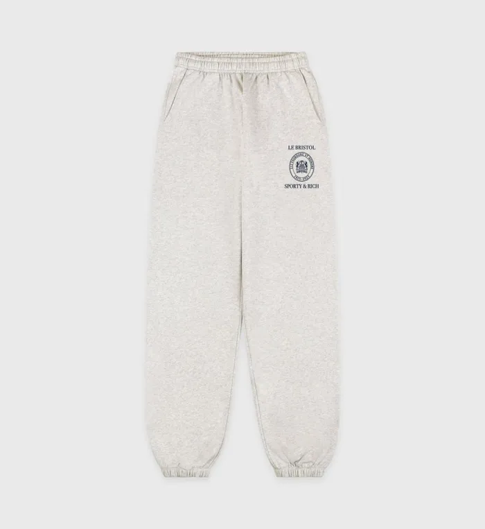 Sweatpants Women Sporty and Rich Crest Seal 100th Sweatpant 8211 Heather GrayNavy