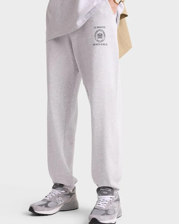 Sweatpants Women Sporty and Rich Crest Seal 100th Sweatpant 8211 Heather GrayNavy