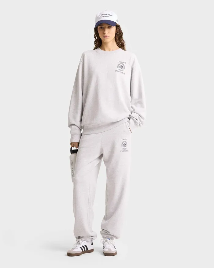 Sweatpants Women Sporty and Rich Crest Seal 100th Sweatpant 8211 Heather GrayNavy