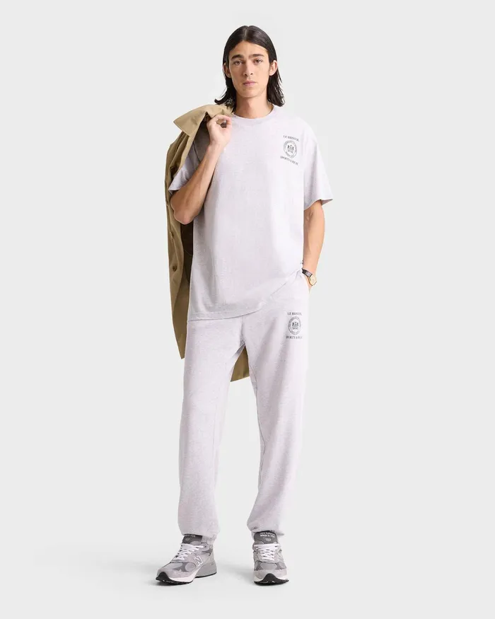 Sweatpants Women Sporty and Rich Crest Seal 100th Sweatpant 8211 Heather GrayNavy