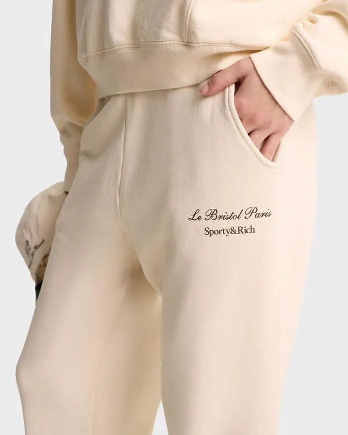 Sweatpants Women Sporty and Rich Faubourg Sweatpant 8211 CreamChocolate