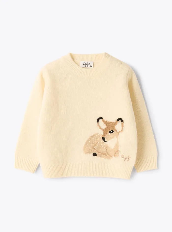 Sweatshirts And Sweaters Baby 036 Il Gufo Wool Sweater With Embroidery