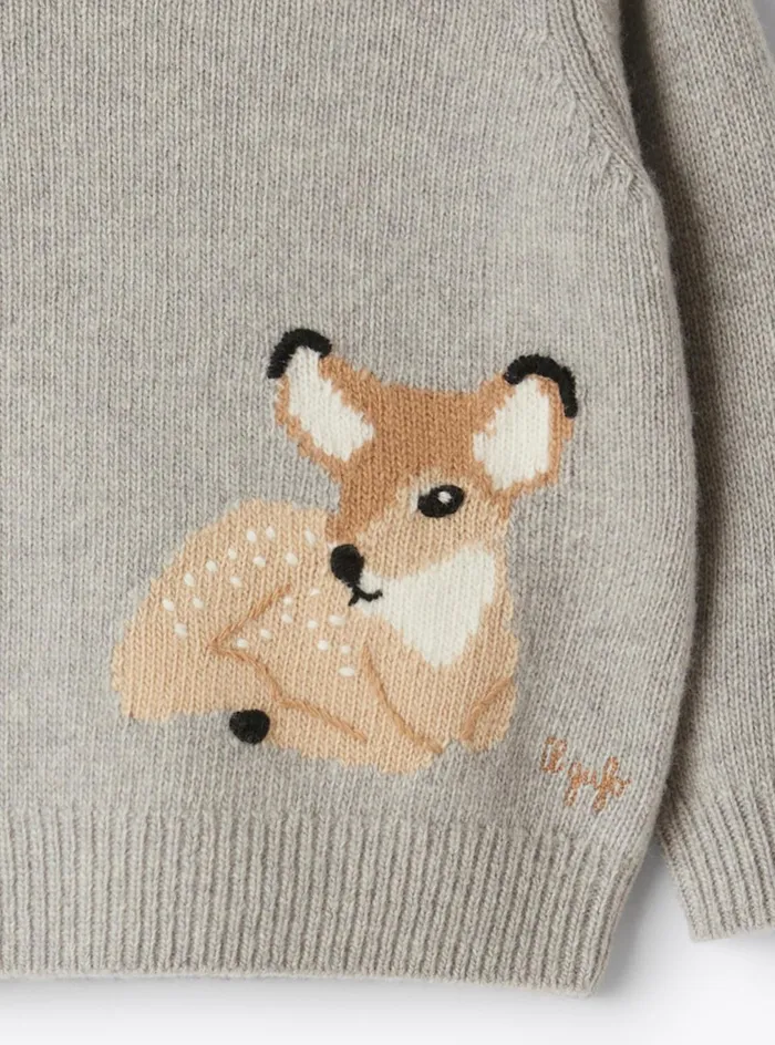 Sweatshirts And Sweaters Baby 036 Il Gufo Wool Sweater With Embroidery