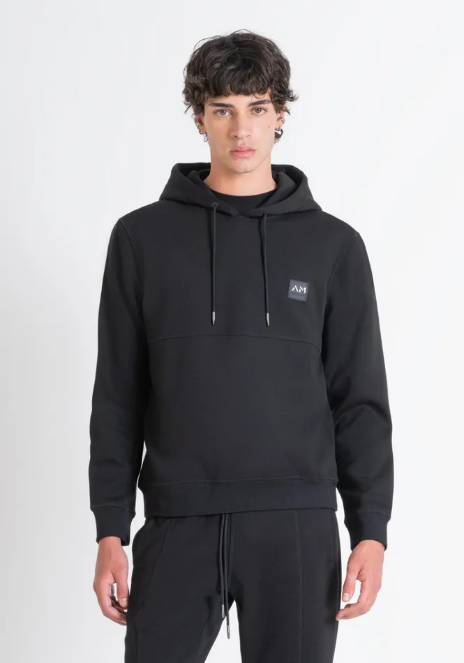 Sweatshirts Men Antony Morato Regular Fit Hoodie In Black Scuba Fabric Black